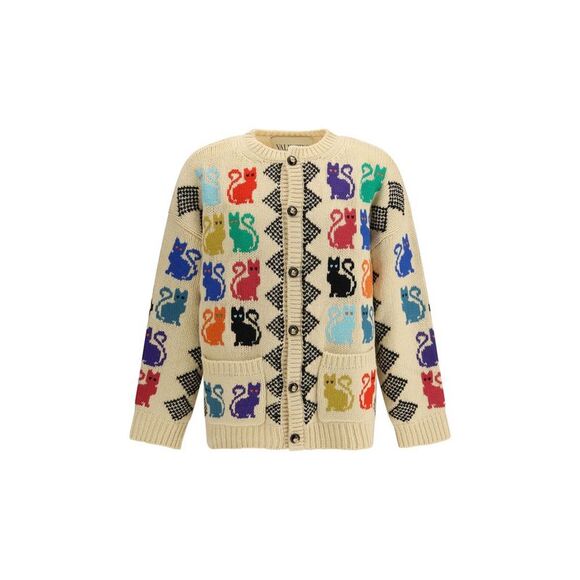 Valentino Multicolor Fleece Wool Men's Cardigan
